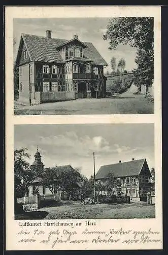 AK Harriehausen am Harz, Fachwerkhaus und Kirche