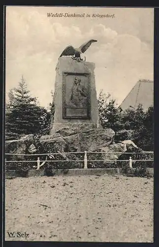 AK Kriegsdorf / Merseburg, Am Wedell-Denkmal