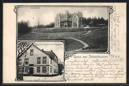 AK Schledehausen / Bissendorf, Gasthof zur Post v. H. Bullerdieck, Sanatorium