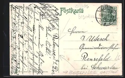 AK Bebensee, Gasthof Karl Müller mit Strassenpartie