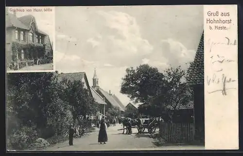 AK Hohnhorst / Wunstorf, Gasthaus von Heinr. Wille, Strassenpartie