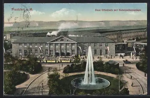 AK Frankfurt a. M., Haus Offenbach mit Hohenzollernring, Strassenbahn