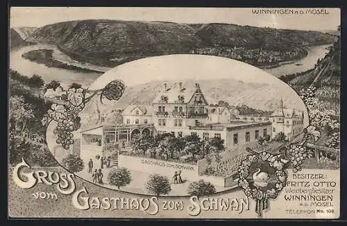 AK Winningen a. d. Mosel, Gasthaus zum Schwan, Bes. Fritz Otto