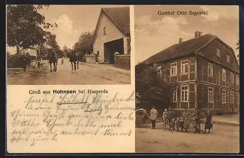 AK Hohnsen b. Hasperde, Gasthof Otto Sagebiel, Strassenpartie