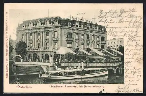 AK Potsdam, Schultheiss-Restaurant, Inh. Herm. Lehmberg, Dampfer