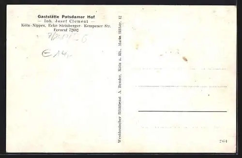 AK Köln-Nippes, Gasthaus Potsdamer Hof in der Kempener- Ecke Steinbergerstrasse