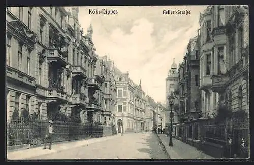 AK Köln-Nippes, Gellert-Strasse mit Wohnhäusern