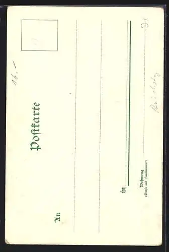 Mondschein-Lithographie Berlin-Tiergarten, Reichstagsgebäude mit beleuchteten Fenstern