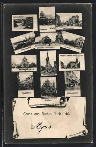 AK Aachen-Burtscheid, Hauptstrasse, Kurbrunnenstrasse, Kurhaus und Karlsbad