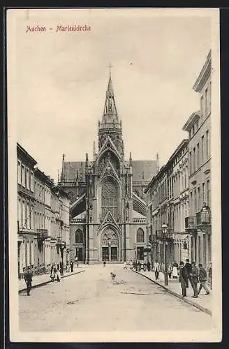 AK Aachen, Mittelstrasse mit Blick zur Marienkirche