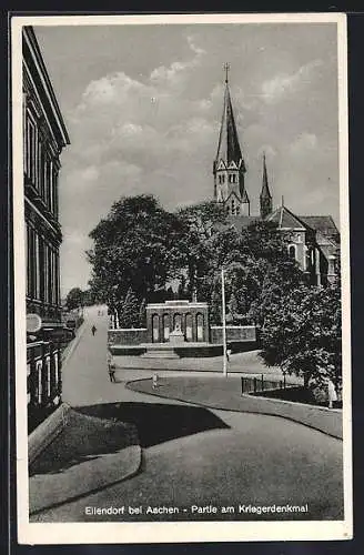 AK Eilendorf bei Aachen, Partie am Kriegerdenkmal