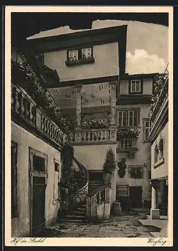 AK Würzburg, Gasthaus zum Stachel, Hof