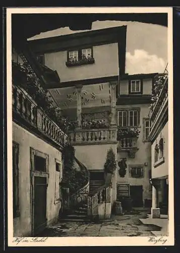 AK Würzburg, Gasthaus zum Stachel, Hof