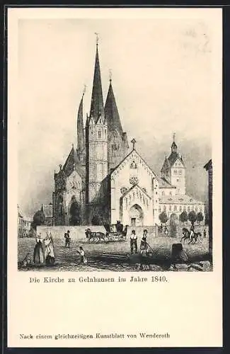 AK Gelnhausen, Kirche im Jahre 1840