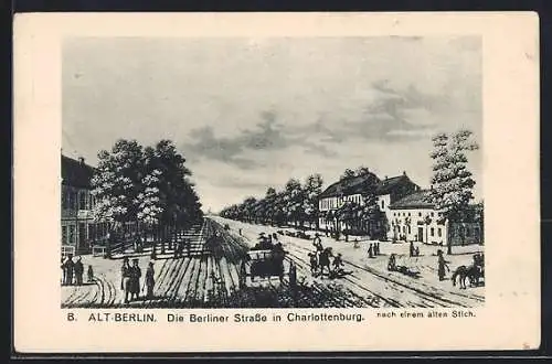 Künstler-AK Berlin-Charlottenburg, die Berliner Strasse in Charlottenburg