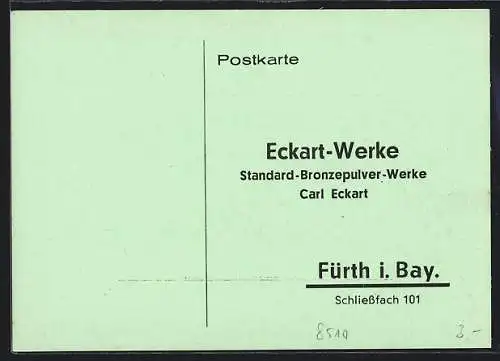 AK Fürth i. Bay., Standard-Bronzepulver-Werke Carl Eckart