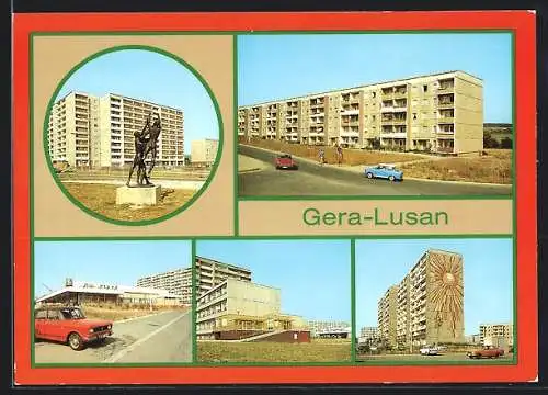 AK Gera-Lusan, HO-Gaststätte Plzen, Berta-Schäfer-Strasse und Karl-Wetzel-Strasse, Ambulatorium