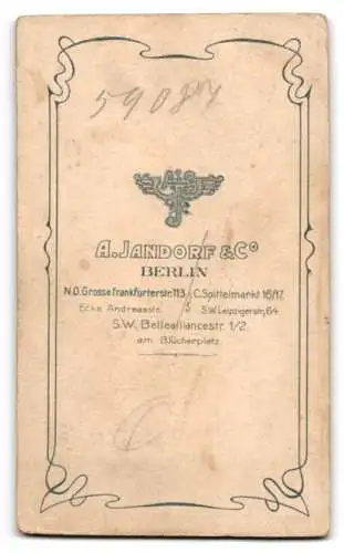 Fotografie A. Jandorf & Co., Berlin, Spittel-Markt 16-17, Bürgerlicher Herr mit Schnauzbart
