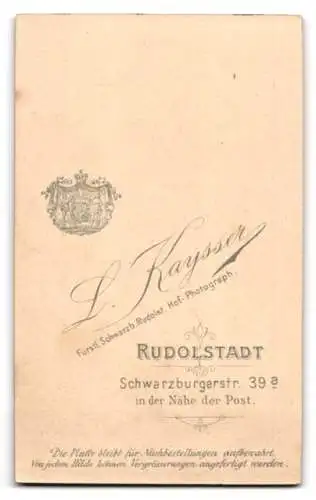 Fotografie L. Kaysser, Rudolstadt, Schwarzburgerstr. 39 a, Junger Mann im Anzug mit Fliege