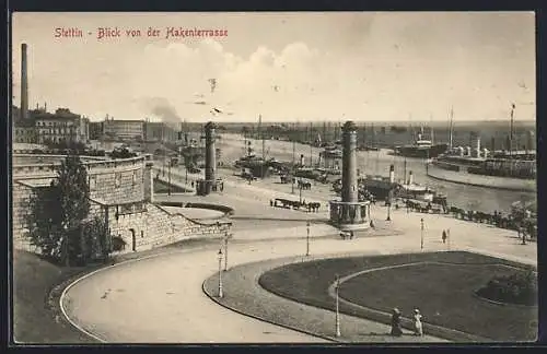 AK Stettin, Blick von der Hakenterrasse