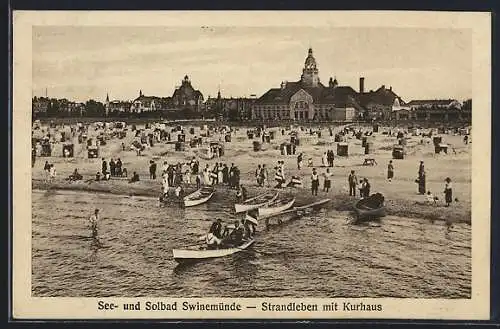 AK Swinemünde, Strandleben mit Kurhaus