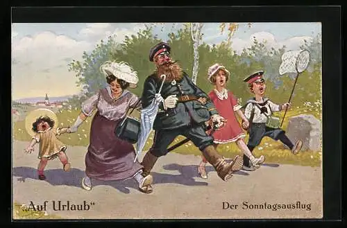 Künstler-AK A. Thiele: Soldat auf Urlaub, Der Sonntagsausflug