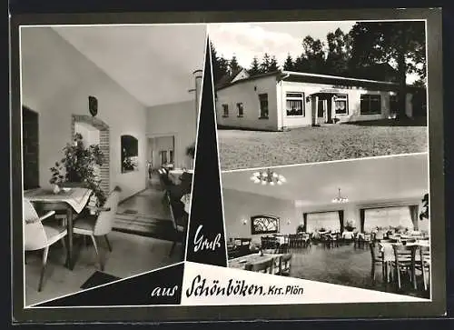 AK Schönböken /Krs. Plön, Gasthaus Bauernstube, Innen- und Aussenansichten