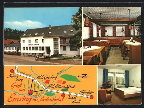 AK Emsing / Anlautertal, Gasthof-Pension Dirsch, Strassenkarte