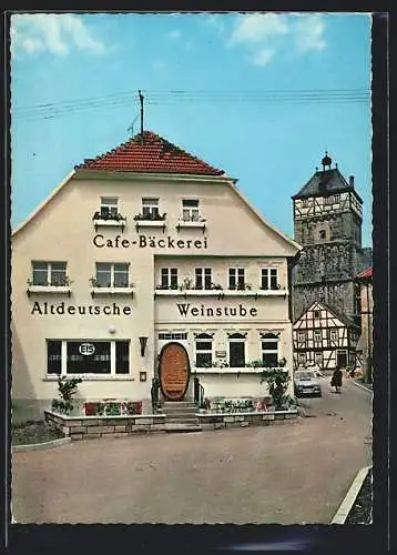 AK Bischofsheim /Rhön, Altdeutsche Weinstube Cafe Keller, am oberen Markt