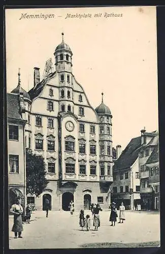 AK Memmingen, Marktplatz mit Rathaus