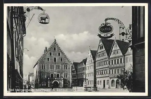 AK Bad Mergentheim, Marktplatz mit Rathaus