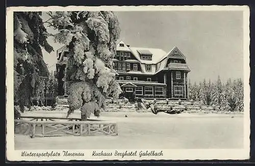 AK Ilmenau, Kurhaus Berghotel Gabelbach im Schnee