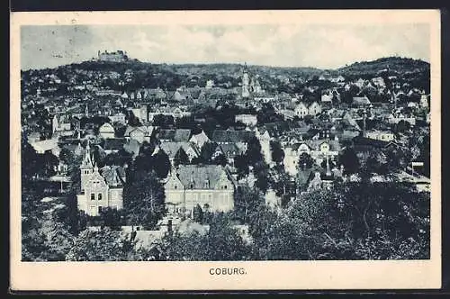 AK Coburg, Teilansicht mit Kirche