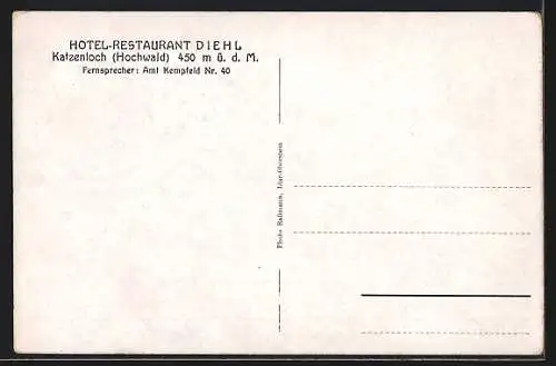 AK Katzenloch / Hochwald, Hotel-Restaurant Diehl vom Flugzeug aus