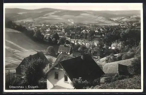 AK Olbernhau / Erzgebirge, Ortsansicht mit Umgebung von Anhöhe aus