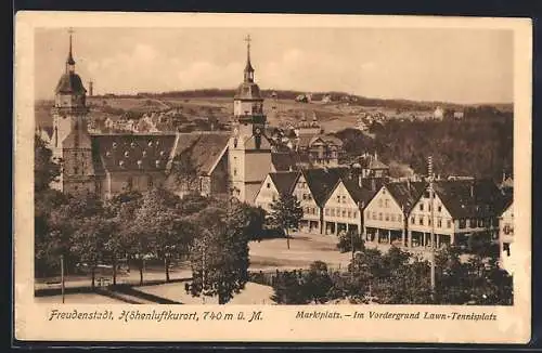 AK Freudenstadt, Marktplatz mit Lawn-Tennisplatz