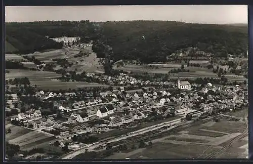 AK Sandbach im Odenwald, Teilansicht mit Ernst-Ludwig-Sanatorium, Fliegeraufnahme