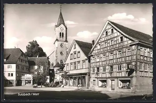 AK Sulzbach /Murr, Strassenpartie mit Kirche