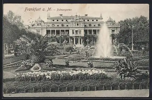 AK Frankfurt-Westend, Palmengarten mit Fontäne