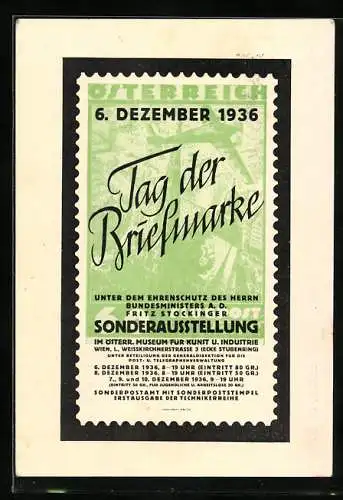 AK Wien, Tag der Briefmarke 06.12.1936