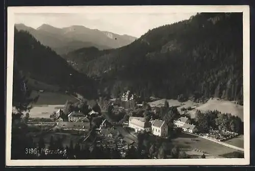 AK Mürzsteg, Ortsansicht gegen die Berge