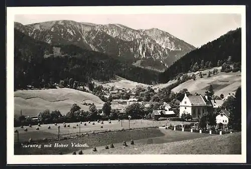 AK Mürzsteg, Ortsansicht mit Hoher Veitsch