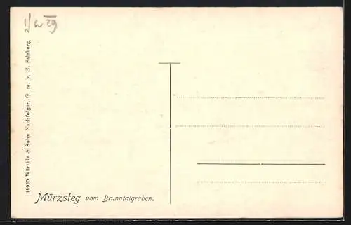 AK Mürzsteg, Ansicht vom Brunntalgraben aus gesehen