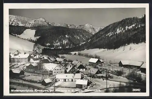 AK Krampen bei Neuberg a. d. Mürz, Ortsansicht im Winter