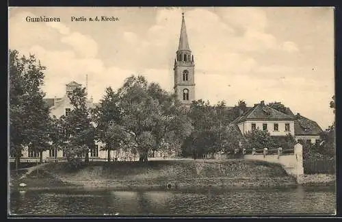 AK Gumbinnen, Partie an der Kirche