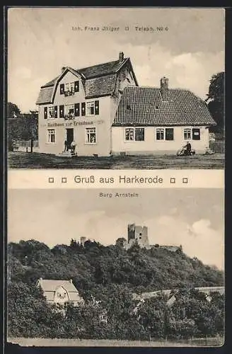 AK Harkerode, Gasthaus zur Erholung, Burg Arnstein