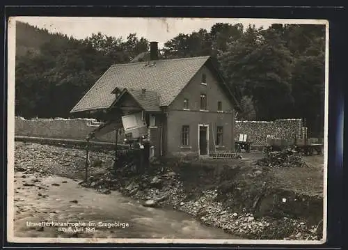 AK Antonsthal, Zerstörungen nach Hochwasser am 6.7.1931