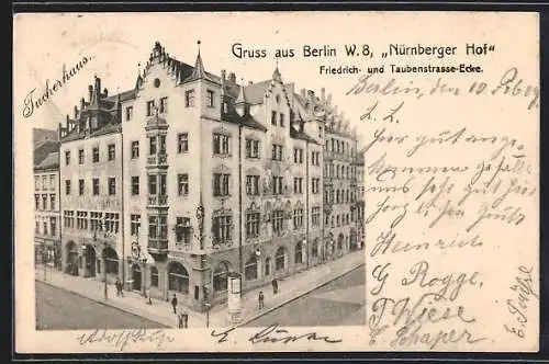 AK Berlin, Hotel Nürnberger Hof und Tucherhaus, Friedrich- Ecke Taubenstrasse