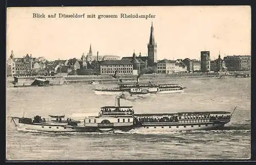 AK Düsseldorf, Ortsansicht mit Rhein und Dampfer Prinz Heinrich