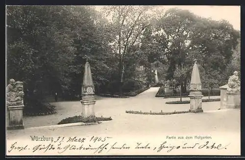 AK Würzburg, Partie aus dem Hofgarten